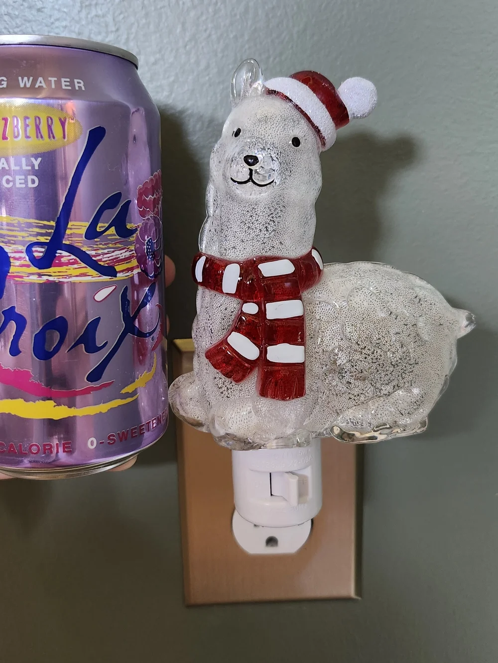 Festive Llama Night Light with Pink Scarf